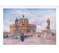 WYKUJMYTO Dipinti Famosi Stampe Artistiche su Tela Olio Dipinto su Tela Castel e Ponte Sant Angelo di Alberto Pisa Per la Decorazione della Camera da Letto 60x90cm