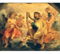 WYKUJMYTO Dipinti Famosi Stampe Artistiche su Tela Olio Dipinto su Tela Davide che suona la sua arpa di Peter Paul Rubens Per la Decorazione della Camera da Letto 60x90cm