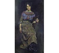 WYKUJMYTO Dipinti Famosi Stampe Artistiche su Tela Olio Dipinto su Tela Donna seduta Christian Krohg Per la Decorazione della Camera da Letto 60x90cm