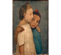 WYKUJMYTO Dipinti Famosi Stampe Artistiche su Tela Olio Dipinto su Tela Due ragazze in abito bianco in piedi a scuola di Paula Modersohn Becker Per la Decorazione della Camera da Letto 60x90cm