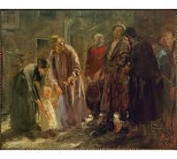 WYKUJMYTO Dipinti Famosi Stampe Artistiche su Tela Olio Dipinto su Tela Gesù chiamò a sé un bambino di Fritz Von Uhde Per la Decorazione della Camera da Letto 60x90cm