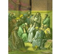 WYKUJMYTO Dipinti Famosi Stampe Artistiche su Tela Olio Dipinto su Tela Gesù con i dottori nel tempio Gesù al tempio di Gustave Dore Per la Decorazione della Camera da Letto 60x90cm