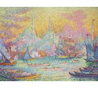 WYKUJMYTO Dipinti Famosi Stampe Artistiche su Tela Olio Dipinto su Tela il Corno d'Oro Costantinopoli di Paul Signac Per la Decorazione della Camera da Letto 60x90cm
