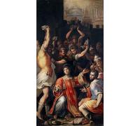 WYKUJMYTO Dipinti Famosi Stampe Artistiche su Tela Olio Dipinto su Tela il Martirio di Santo Stefano di Giorgio Vasari Per la Decorazione della Camera da Letto 60x90cm
