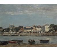 WYKUJMYTO Dipinti Famosi Stampe Artistiche su Tela Olio Dipinto su Tela il porto di Trouville di Eugene Louis Boudin Per la Decorazione della Camera da Letto 60x90cm