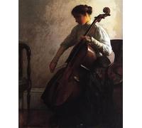 WYKUJMYTO Dipinti Famosi Stampe Artistiche su Tela Olio Dipinto su Tela il violoncellista di Rodefer De Camp Per la Decorazione della Camera da Letto 60x90cm