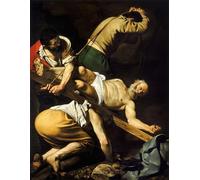 WYKUJMYTO Dipinti Famosi Stampe Artistiche su Tela Olio Dipinto su Tela La Crocifissione di San Pietro di Merisi Caravaggio Per la Decorazione della Camera da Letto 60x90cm