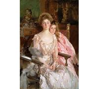 WYKUJMYTO Dipinti Famosi Stampe Artistiche su Tela Olio Dipinto su Tela La signora Fiske Warren e sua figlia di John Singer Sargent Per la Decorazione della Camera da Letto 60x90cm