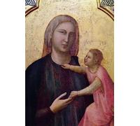WYKUJMYTO Dipinti Famosi Stampe Artistiche su Tela Olio Dipinto su Tela Lady col Bambino centrale della Pala della Badia di Giotto Di Bondone Per la Decorazione della Camera da Letto 60x90cm