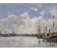 WYKUJMYTO Dipinti Famosi Stampe Artistiche su Tela Olio Dipinto su Tela Le Havre il porto di Eugene Louis Boudin Per la Decorazione della Camera da Letto 60x90cm