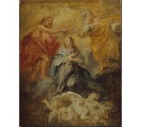 WYKUJMYTO Dipinti Famosi Stampe Artistiche su Tela Olio Dipinto su Tela L'incoronazione Della Vergine Peter Paul Rubens Per la Decorazione della Camera da Letto 60x90cm