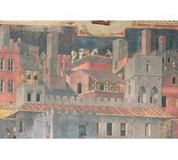 WYKUJMYTO Dipinti Famosi Stampe Artistiche su Tela Olio Dipinto su Tela Particolare del Buon Governo nella Città Affresco di Ambrogio Lorenzetti Per la Decorazione della Camera da Letto 60x90cm
