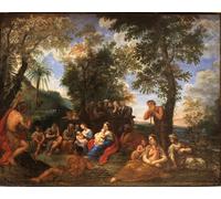 WYKUJMYTO Dipinti Famosi Stampe Artistiche su Tela Olio Dipinto su Tela Predicazione di San Battista di Francesco Albani Per la Decorazione della Camera da Letto 60x90cm