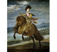 WYKUJMYTO Dipinti Famosi Stampe Artistiche su Tela Olio Dipinto su Tela Ritratto equestre di Balthasar Carlos di Diego Rodriguez De Y Velazquez Per la Decorazione della Camera da Letto 60x90cm