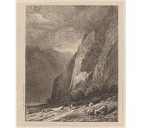 WYKUJMYTO Dipinti Famosi Stampe Artistiche su Tela Olio Dipinto su Tela Scogliere nella tempesta di Alexandre Calame Per la Decorazione della Camera da Letto 60x90cm