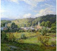 WYKUJMYTO Dipinti Famosi Stampe Artistiche su Tela Olio Dipinto su Tela Settembre mattina Plainfield New Hampshire Willard Leroy Metcalf Per la Decorazione della Camera da Letto 60x90cm