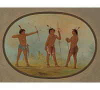 WYKUJMYTO Dipinti Famosi Stampe Artistiche su Tela Olio Dipinto su Tela Tre Shoshonee Guerriere Armate per la Guerra di George Catlin Per la Decorazione della Camera da Letto 60x90cm