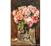 WYKUJMYTO Dipinti Famosi Stampe Artistiche su Tela Olio Dipinto su Tela Vaso con Rose di Telemaco Signorini Per la Decorazione della Camera da Letto 60x90cm