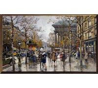 WYKUJMYTO Dipinti Famosi Stampe Artistiche su Tela Olio Dipinto su Tela Veduta del Boulevard des Italians a Parigi di Eugene Galien Laloue Per la Decorazione della Camera da Letto 60x90cm