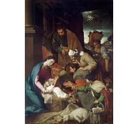 WYKUJMYTO Dipinto su Tela Classico Stampe Immagine Stampe Pittura Adorazione dei pastori di Bartolomé Esteban Murillo Per la Decorazione dell'ufficio 60x90cm