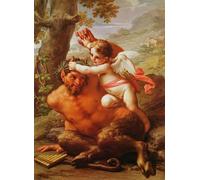 WYKUJMYTO Dipinto su Tela Classico Stampe Immagine Stampe Pittura Amore e Pan di Pietro Da Cortona Per la Decorazione dell'ufficio 60x90cm