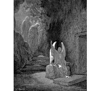 WYKUJMYTO Dipinto su Tela Classico Stampe Immagine Stampe Pittura Angelo che mostra Maria Maddalena e l'altra tomba vuota di Maria Cristo di Gustave Dore Per la Decorazione dell'ufficio 60x90cm
