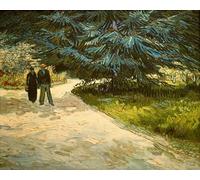 WYKUJMYTO Dipinto su Tela Classico Stampe Immagine Stampe Pittura Coppia nel parco di Arles Il giardino del poeta III di Vincent Van Gogh Per la Decorazione dell'ufficio 60x90cm
