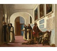 WYKUJMYTO Dipinto su Tela Classico Stampe Immagine Stampe Pittura Cristoforo Colombo e suo figlio alla Rábida di Ferdinandeugene Delacroix Per la Decorazione dell'ufficio 60x90cm