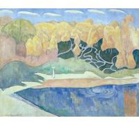 WYKUJMYTO Dipinto su Tela Classico Stampe Immagine Stampe Pittura Donna che cammina sulle rive Aven di Emile Bernard Per la Decorazione dell'ufficio 60x90cm