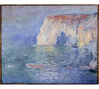 WYKUJMYTO Dipinto su Tela Classico Stampe Immagine Stampe Pittura Etretat La Manneporte Refllets Sur L'eau Dipinto di Claude Monet Per la Decorazione dell'ufficio 60x90cm