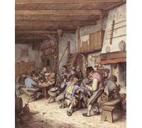 WYKUJMYTO Dipinto su Tela Classico Stampe Immagine Stampe Pittura Interno della taverna di Adriaen Van Ostade Per la Decorazione dell'ufficio 60x90cm