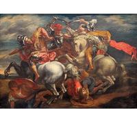 WYKUJMYTO Dipinto su Tela Classico Stampe Immagine Stampe Pittura la Battaglia di Anghiari di Leonardo Da Vinci Per la Decorazione dell'ufficio 60x90cm