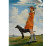 WYKUJMYTO Dipinto su Tela Classico Stampe Immagine Stampe Pittura la figlia che porta a spasso il cane del vicario di Walter Bonner Gash Per la Decorazione dell'ufficio 60x90cm