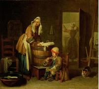 WYKUJMYTO Dipinto su Tela Classico Stampe Immagine Stampe Pittura la lavandaia di Jean Baptiste Simeon Chardin Per la Decorazione dell'ufficio 60x90cm