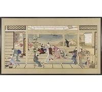 WYKUJMYTO Dipinto su Tela Classico Stampe Immagine Stampe Pittura la signora di Rokujo viene visitata da Kitagawa Utamaro Per la Decorazione dell'ufficio 60x90cm
