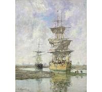 WYKUJMYTO Dipinto su Tela Classico Stampe Immagine Stampe Pittura lanave di Eugene Louis Boudin Per la Decorazione dell'ufficio 60x90cm