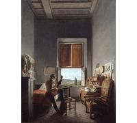 WYKUJMYTO Dipinto su Tela Classico Stampe Immagine Stampe Pittura Leon Pallière nella sua stanza a Villa Medici di Jean Alaux Per la Decorazione dell'ufficio 60x90cm
