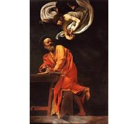 WYKUJMYTO Dipinto su Tela Classico Stampe Immagine Stampe Pittura l'Ispirazione di San Matteo di Merisi Caravaggio Per la Decorazione dell'ufficio 60x90cm