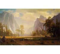 WYKUJMYTO Dipinto su Tela Classico Stampe Immagine Stampe Pittura Looking Up Yosemite Valley di Albert Bierstadt Per la Decorazione dell'ufficio 60x90cm