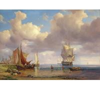 WYKUJMYTO Dipinto su Tela Classico Stampe Immagine Stampe Pittura Mare Calmo Di Adolf Vollmer Per la Decorazione dell'ufficio 60x90cm