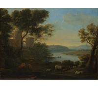 WYKUJMYTO Dipinto su Tela Classico Stampe Immagine Stampe Pittura Paesaggio pastorale della campagna romana di Claude Lorrain Per la Decorazione dell'ufficio 60x90cm