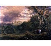 WYKUJMYTO Dipinto su Tela Classico Stampe Immagine Stampe Pittura Powys Park Montgomeryshire di David Cox Per la Decorazione dell'ufficio 60x90cm