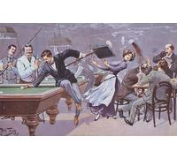 WYKUJMYTO Dipinto su Tela Classico Stampe Immagine Stampe Pittura Scena comica in una sala da biliardo di Carl Robert Arthur Thiele Per la Decorazione dell'ufficio 60x90cm