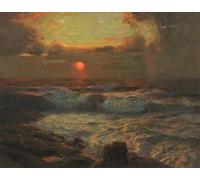 WYKUJMYTO Dipinto su Tela Classico Stampe Immagine Stampe Pittura Tramonto a Land's End Cornovaglia di Albert Julius Olsson Per la Decorazione dell'ufficio 60x90cm