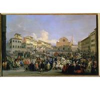 WYKUJMYTO Dipinto su Tela Classico Stampe Immagine Stampe Pittura Veduta di Piazza Santa Croce in occasione di un Carnevale di Famou Painter Per la Decorazione dell'ufficio 60x90cm