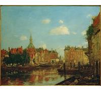WYKUJMYTO Dipinto su Tela Classico Stampe Immagine Stampe Pittura Vista da Dordrecht di Eugene Louis Boudin Per la Decorazione dell'ufficio 60x90cm
