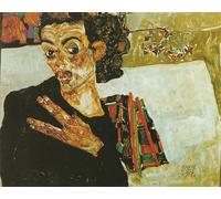 WYKUJMYTO Famoso Quadri Moderni Artistico Poster Autoritratto con contenitore nero di Egon Schiele Per la Decorazione Domestica 60x90cm