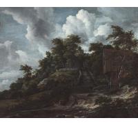 WYKUJMYTO Famoso Quadri Moderni Artistico Poster Collina boscosa con vista sul castello di Bentheim di Jacob Van Ruisdael Per la Decorazione Domestica 60x90cm