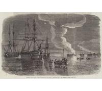 WYKUJMYTO Famoso Quadri Moderni Artistico Poster Fregata russa in fiamme nel porto di Sebastopol di Oswald Walters Brierly Per la Decorazione Domestica 60x90cm