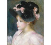 WYKUJMYTO Famoso Quadri Moderni Artistico Poster Giovane ragazza con cappello rosa e nero di Pierre Auguste Renoir Per la Decorazione Domestica 60x90cm